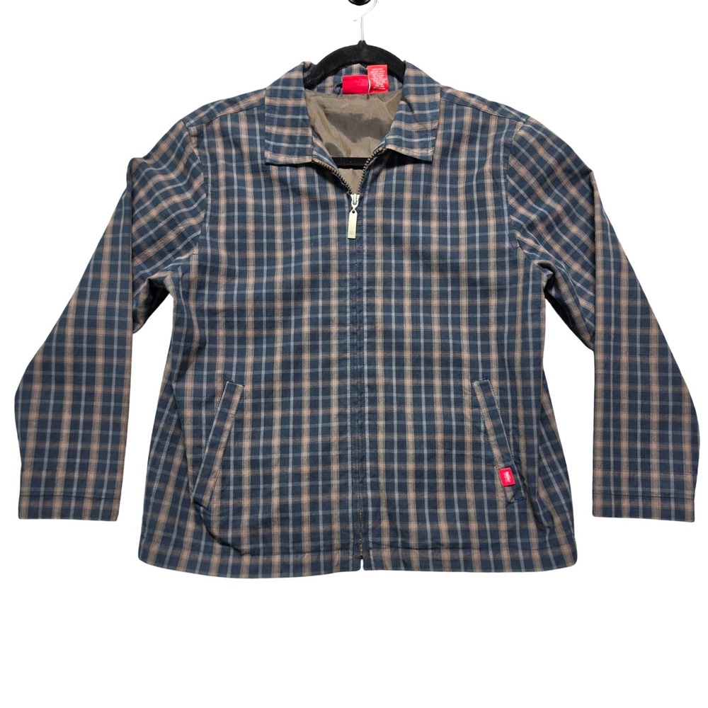 90s Y2K Plaid Zip Front Harrington Jacket Mens Large Blue Mossimo